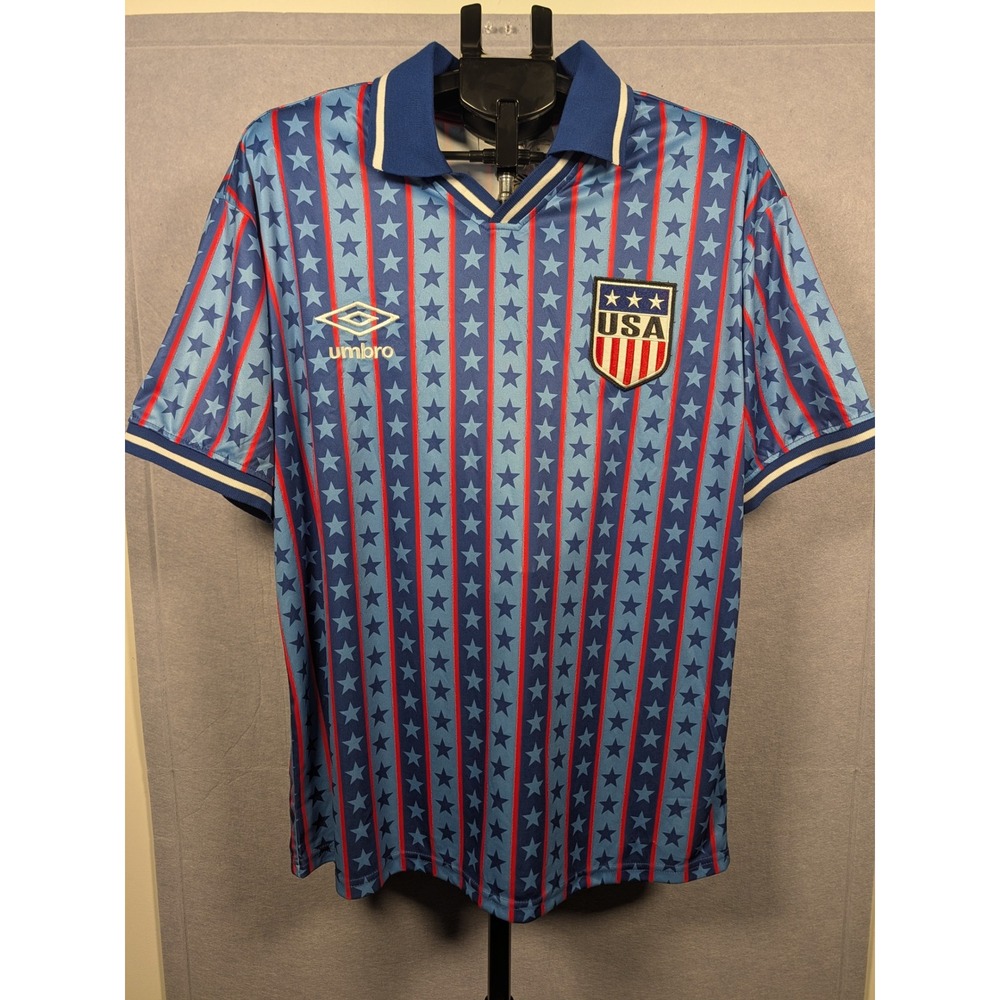 Umbro Soccer Jersey Mens Medium Blue Stars Stripes USA National Team NWT‎